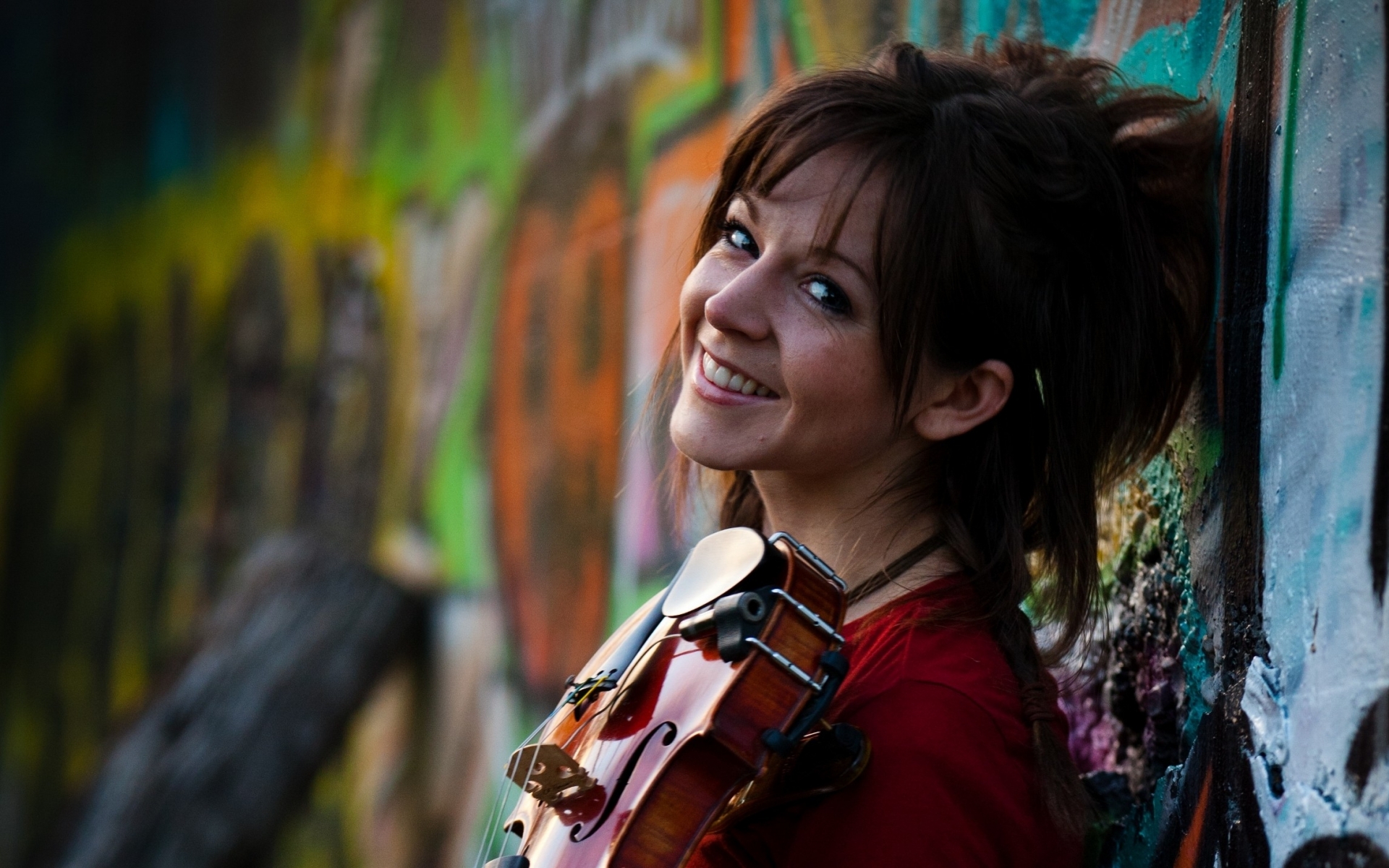 lindsey, Stirling, Violin, Musical, Instrument, Women, Redhead, Musician, Pretty, Mood, Smile Wallpaper