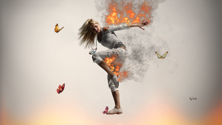 cg, Digital, Art, Dance, Hip, Hop, Fire, Butterfly, Mood HD Wallpaper Desktop Background