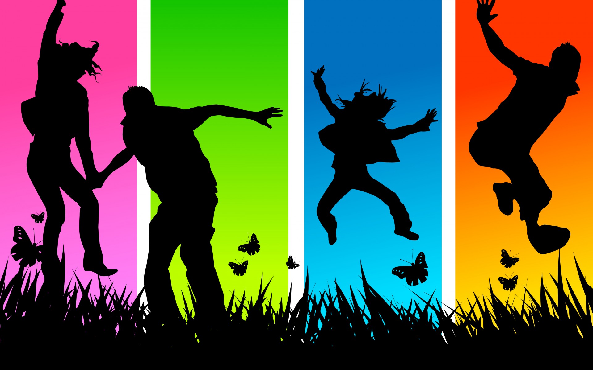 dance, Mood, Happy, Men, Women, Boys, Girls, Color, Panel, Collage, Grass Wallpaper