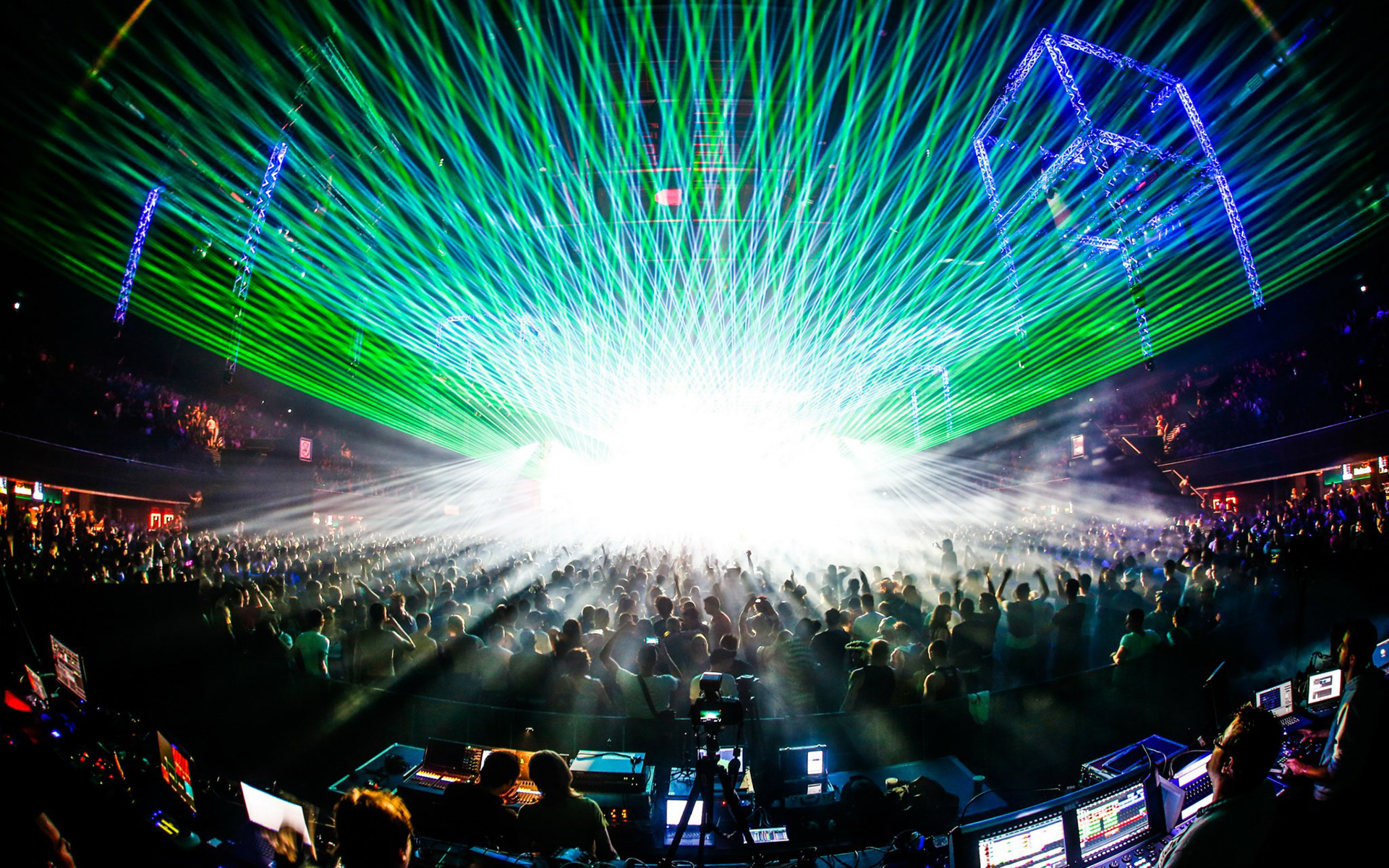 rave, Laser, Concert, Crowd Wallpaper