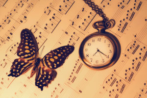 notes, Butterfly, Watch, Clock, Warm, Bokeh