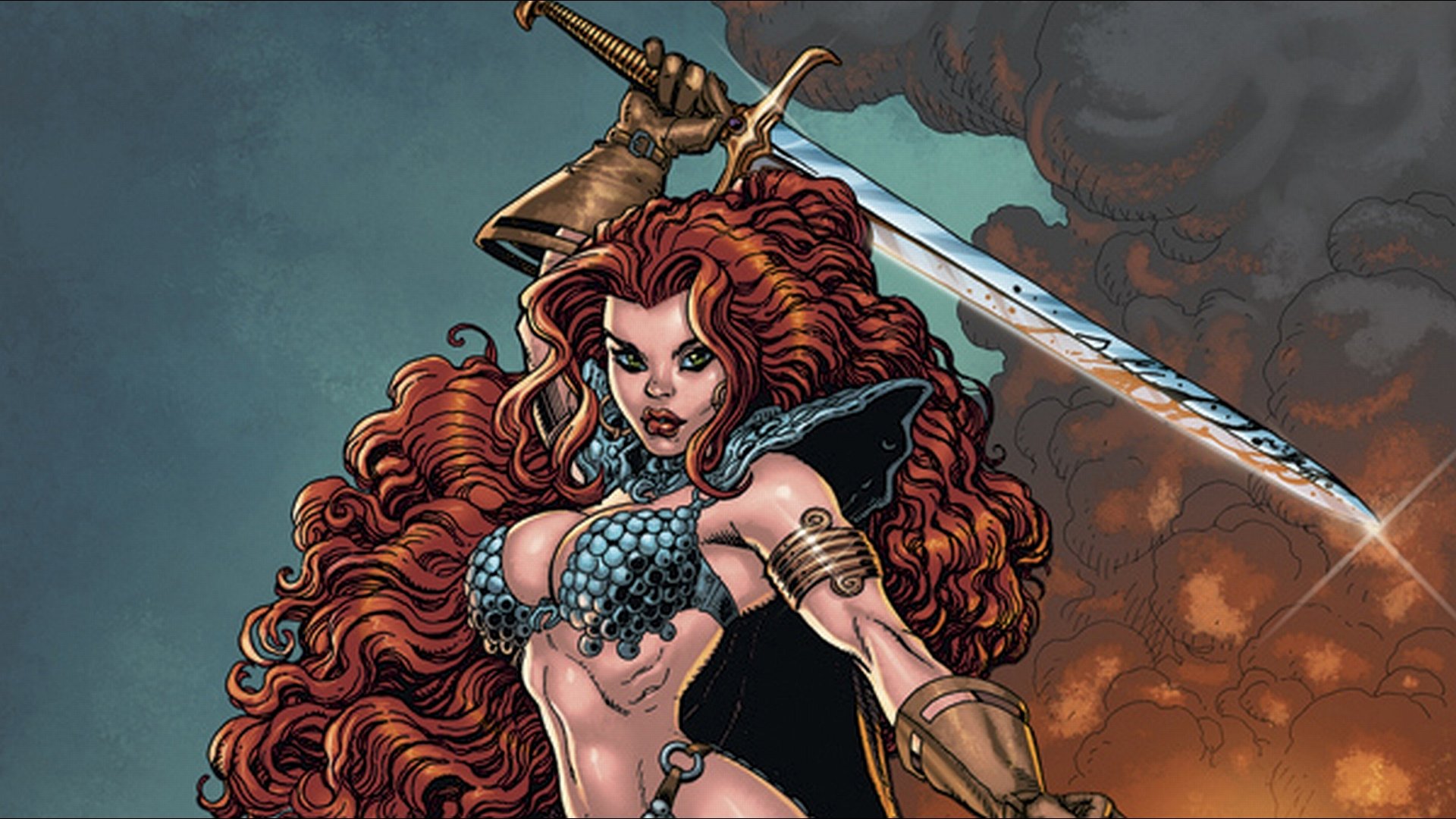 red, Sonja, Comic, Character, Hero, Sword, Bow, Beaury, Redhead, Sweet Wallpaper