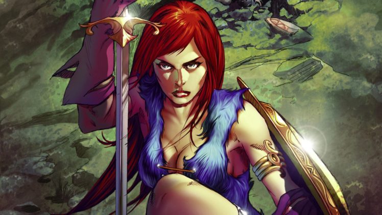 red, Sonja, Comic, Character, Hero, Sword, Bow, Beaury, Redhead, Sweet HD Wallpaper Desktop Background