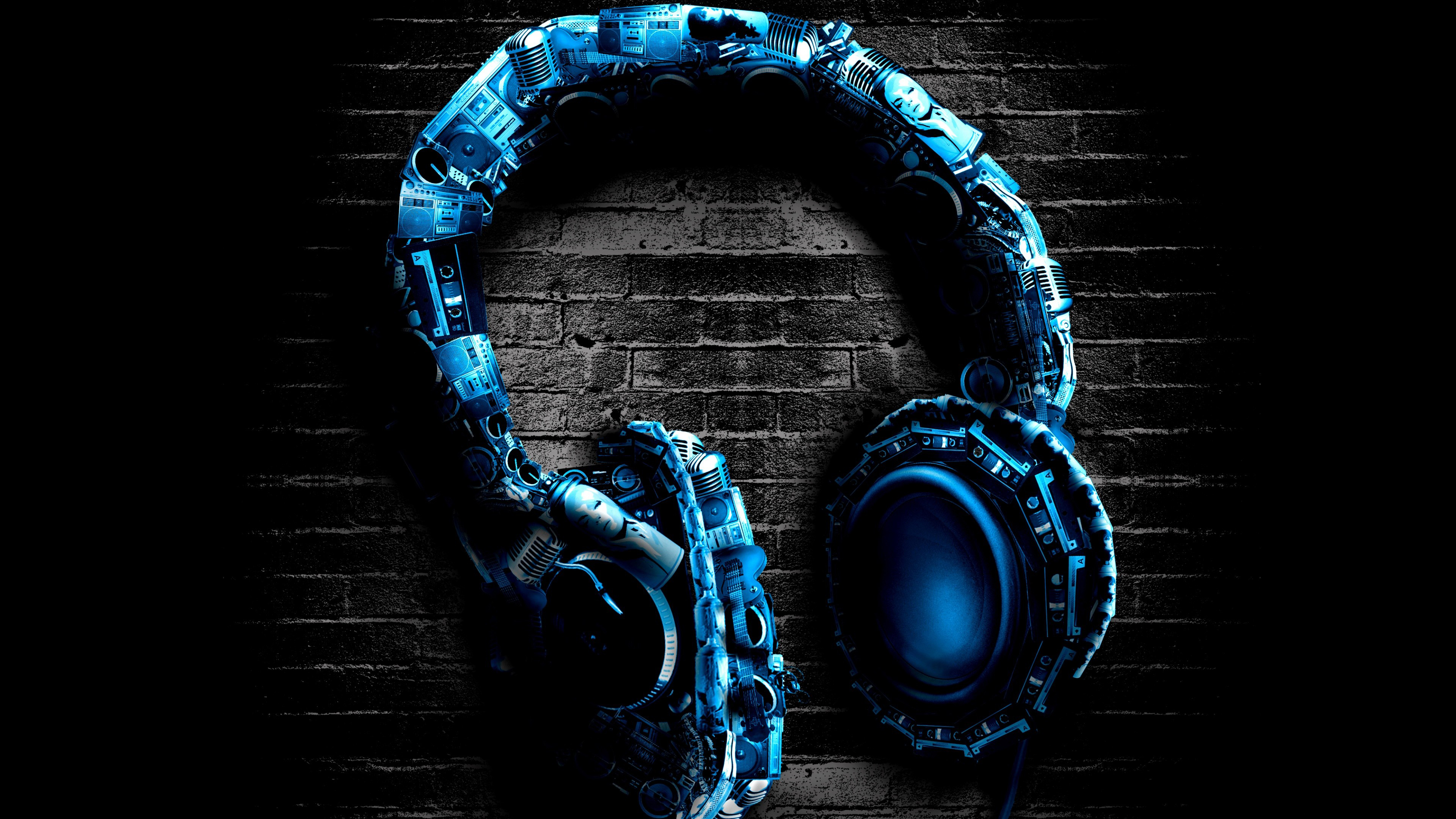 headphones, Stereo, Blue Wallpaper