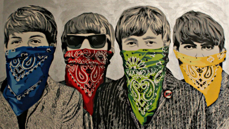 banksy, The, Beatles, Bandanna, Graffiti, Band, Group HD Wallpaper Desktop Background