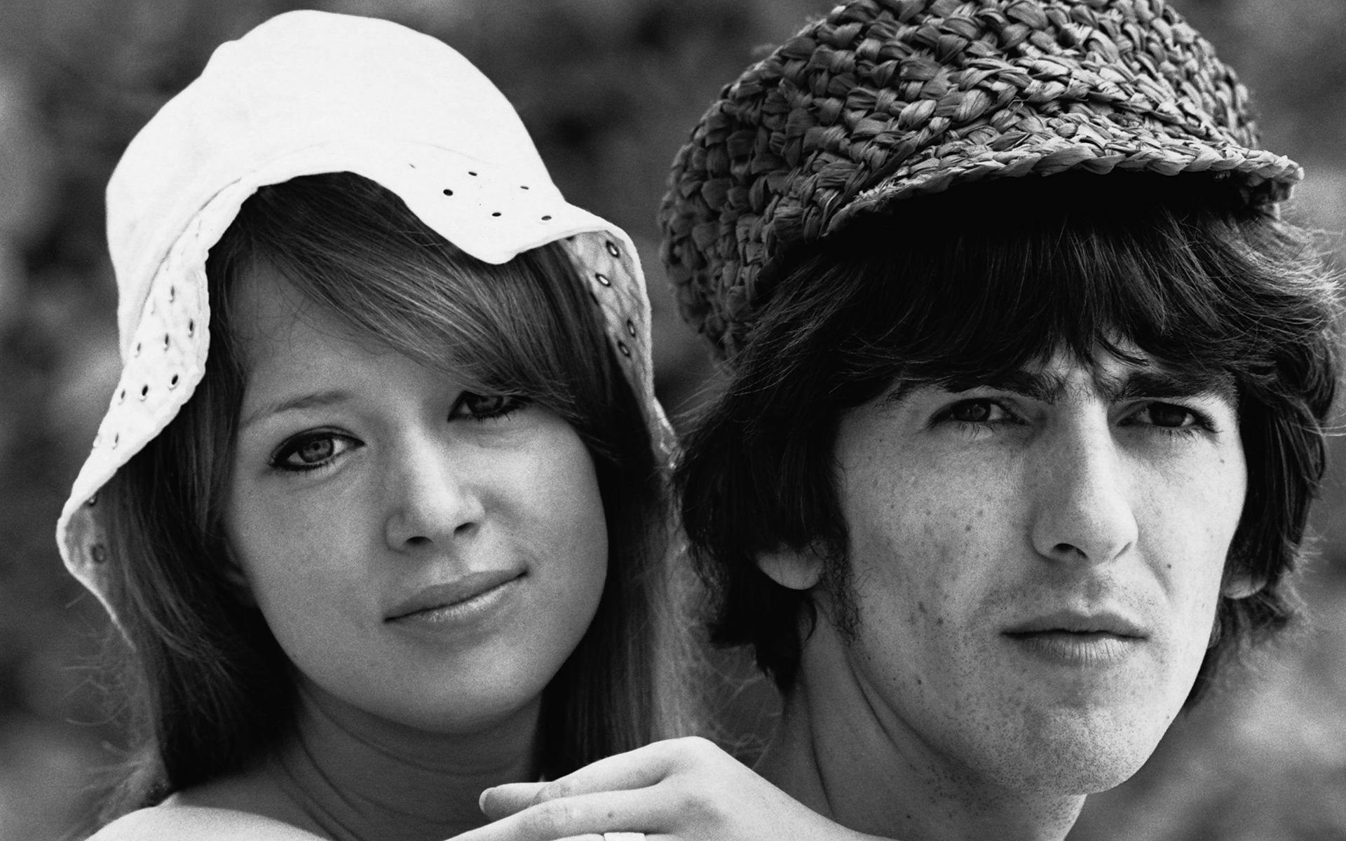 pattie, Boyd, George, Harrison, Face, Bw, The, Beatles Wallpaper
