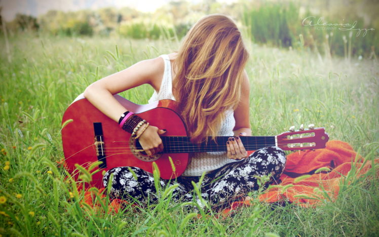 girl, Guitar, Music HD Wallpaper Desktop Background