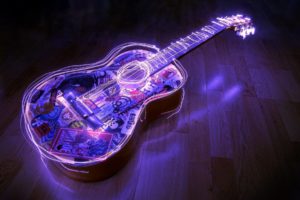 guitar acoustic waves light logos music