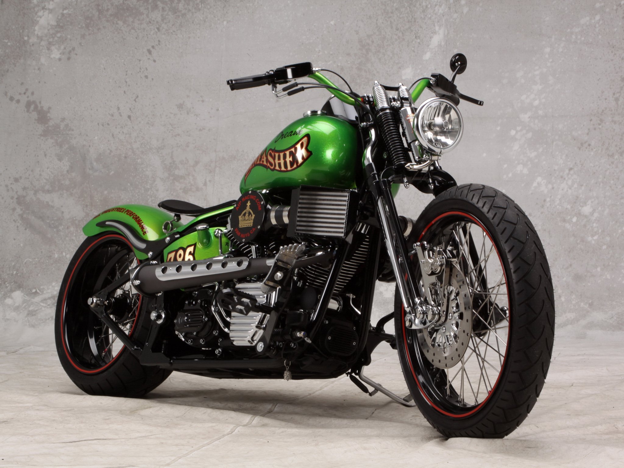 moto, Verde, Chopper Wallpaper