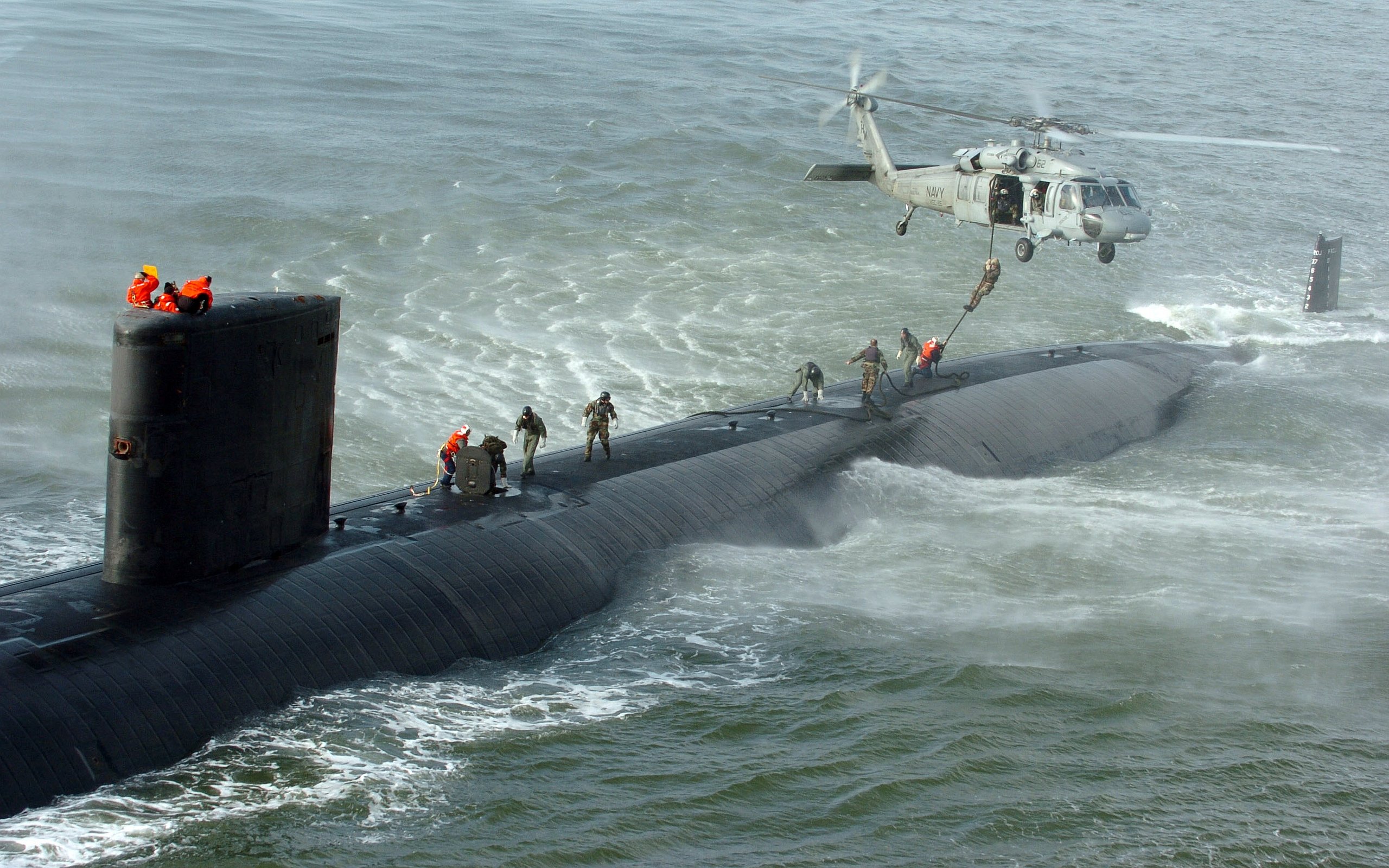 submarino, Helicoptero, Rescate, Mar Wallpaper