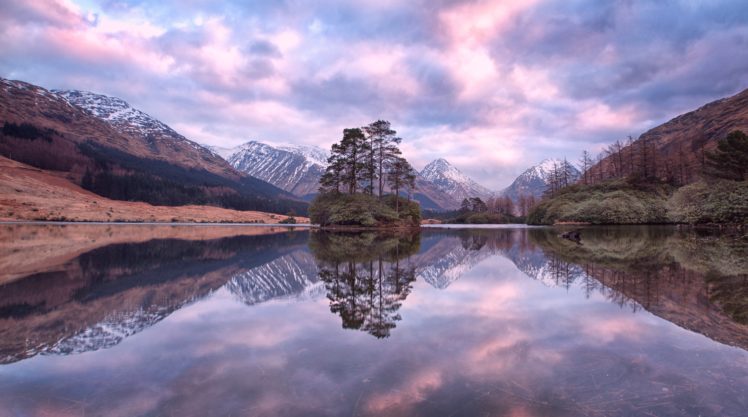 scotland, Highlands, Glen, Etive, Mountains, Sunset, Lake, Trees, Landscape HD Wallpaper Desktop Background