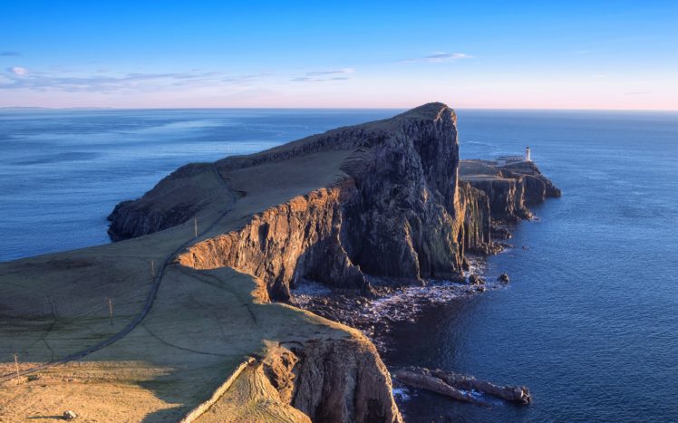 neist, Point, Lighthouse, Lighthouse, Isle, Of, Skye, Scotland HD Wallpaper Desktop Background