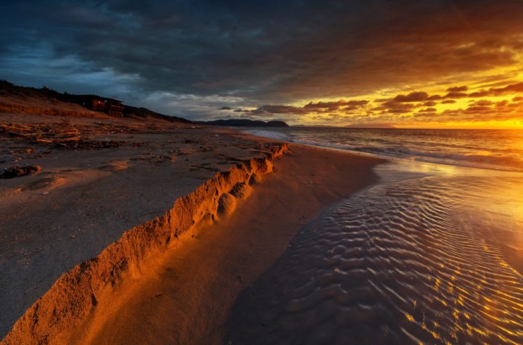 coast, Sunrises, And, Sunsets, Sand, Beach, Nature, Wallpapers HD Wallpaper Desktop Background