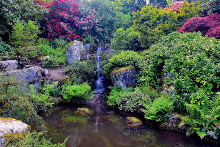 kubota, Garden, Seattle, Washington, Garden, Waterfall, Landscape HD Wallpaper Desktop Background
