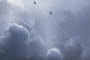 airplane, Plane, Clouds, Drawing, Digital, Artwork, Military