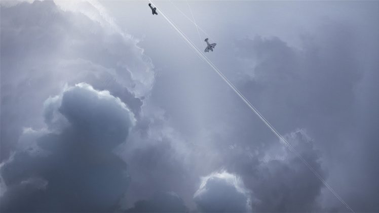airplane, Plane, Clouds, Drawing, Digital, Artwork, Military HD Wallpaper Desktop Background
