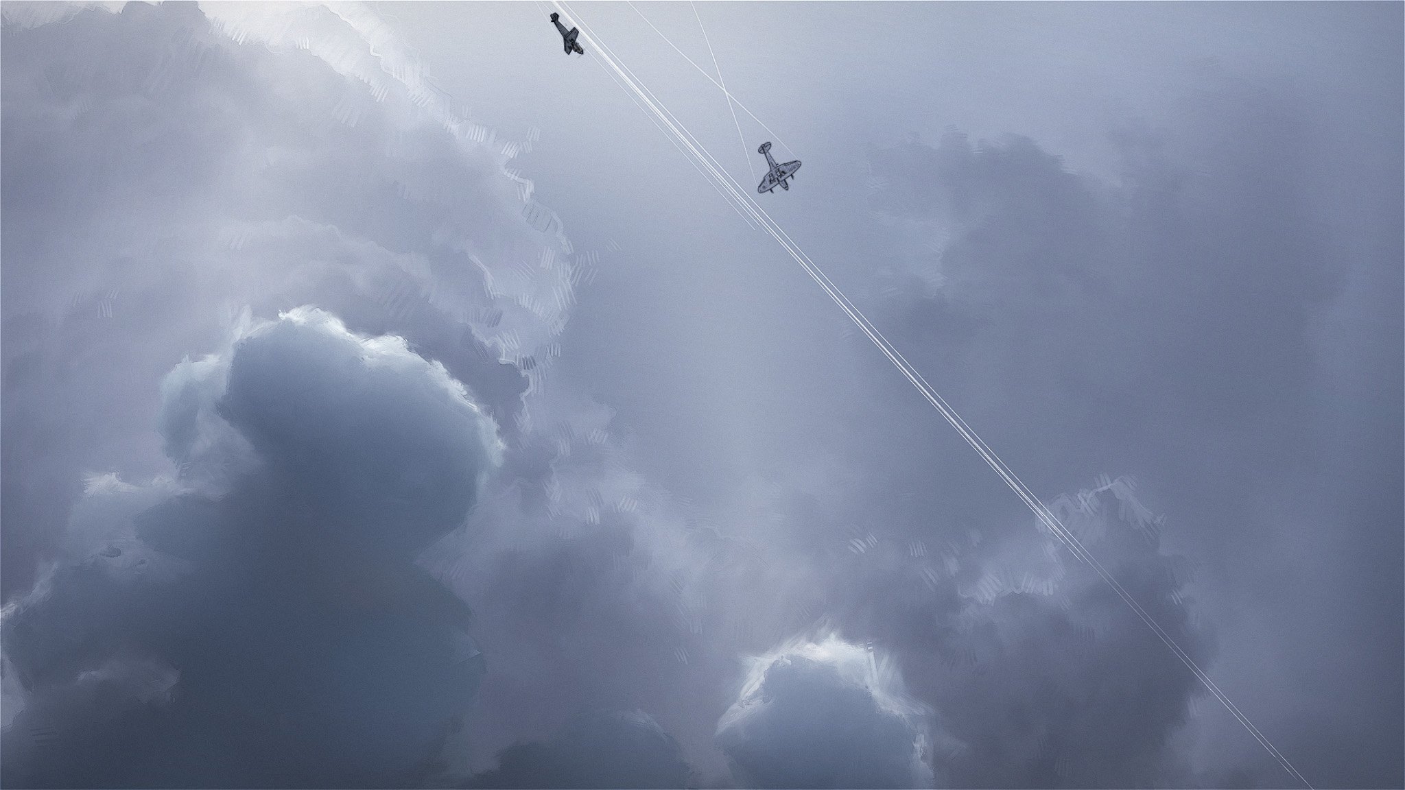 airplane, Plane, Clouds, Drawing, Digital, Artwork, Military Wallpaper