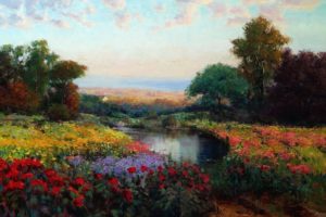 art, Painting, Oil, Flowers, Landscape, Lake, Eric, Wallis, Meadow