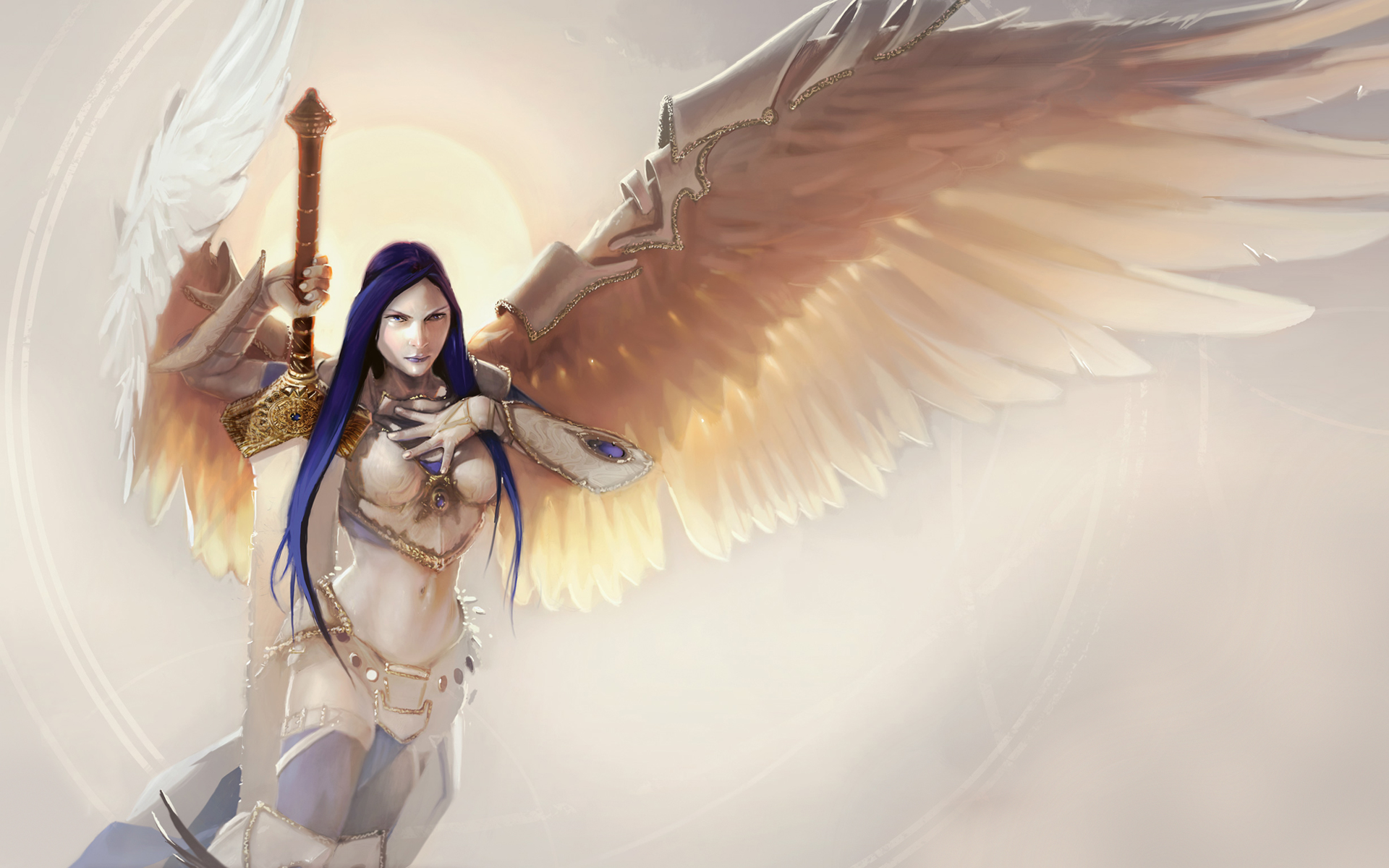 angel, Wings, Sword Wallpaper