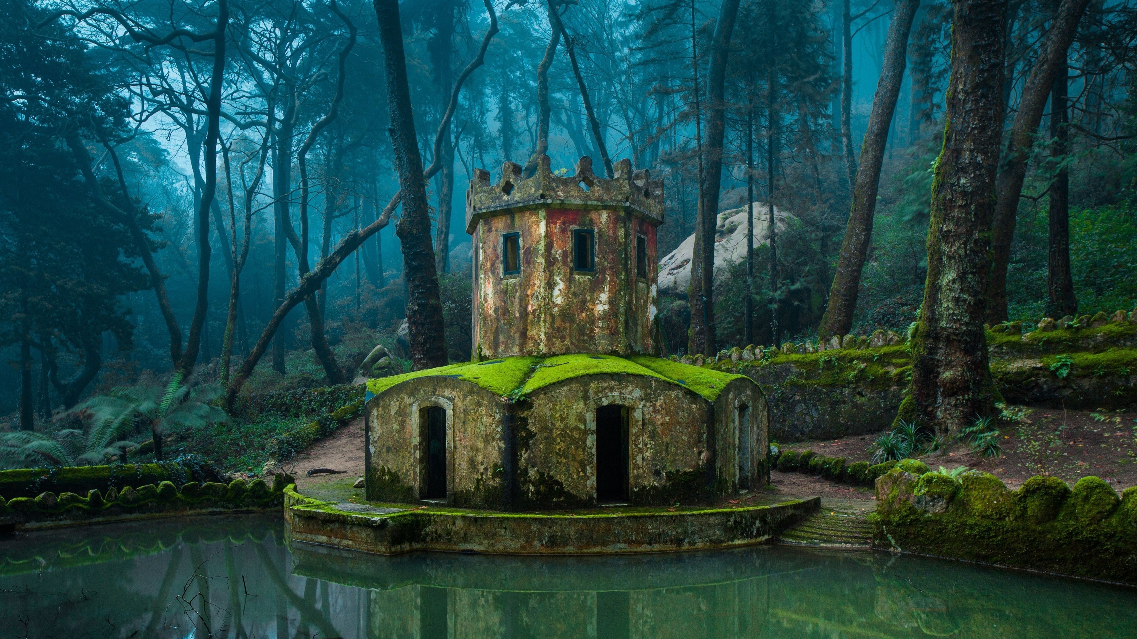 reflection, Tower, Lake, Water, Forest, Architecture, Nature Wallpaper