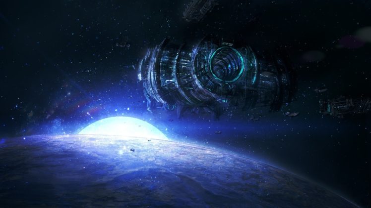 ships, Planets, Stars, Art, Space HD Wallpaper Desktop Background