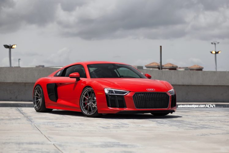 Red Audi R8 V10 Adv1 Forged Wheels Cars Wallpapers Hd Desktop And Mobile Backgrounds
