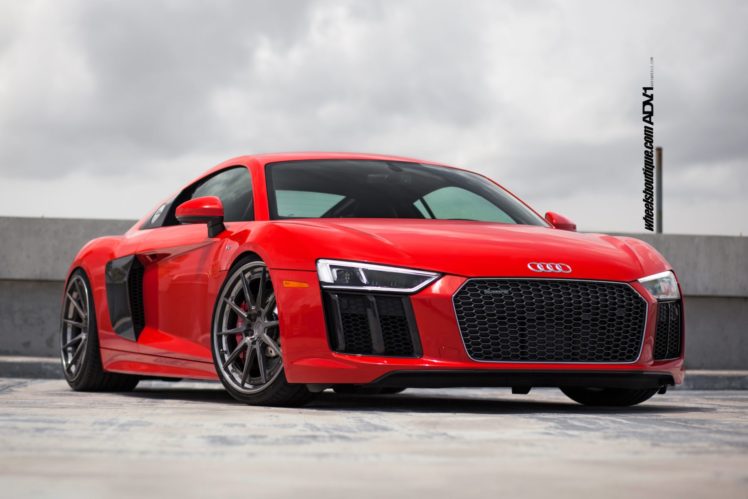 red, Audi, R8, V10, Adv1, Forged, Wheels, Cars HD Wallpaper Desktop Background