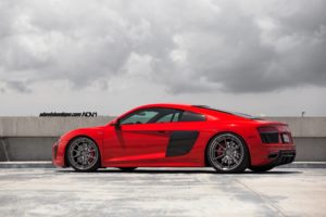red, Audi, R8, V10, Adv1, Forged, Wheels, Cars