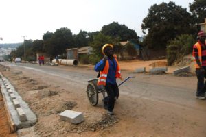 road, Constraction, Man, Wheelbarrow, Chinese, Contract, Africa, Zambia, Compaund