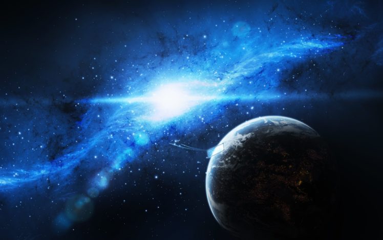 planet, Earth, Spaceship, Sky, Galaxy, Art, Stars HD Wallpaper Desktop Background