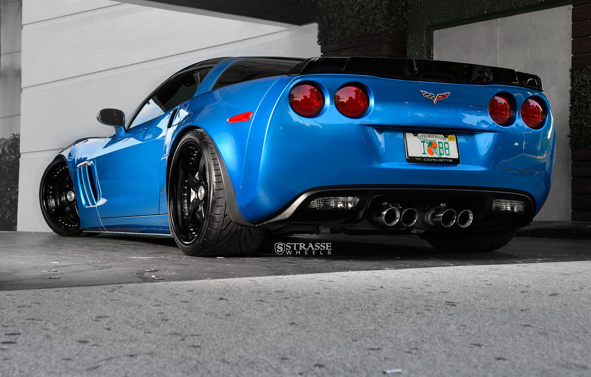 strasse, Wheels, Corvette, Gransport,  c6 , Cars, Blue Wallpaper