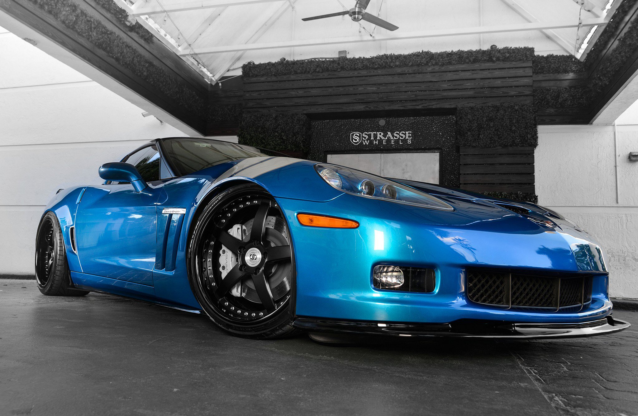 strasse, Wheels, Corvette, Gransport,  c6 , Cars, Blue Wallpaper