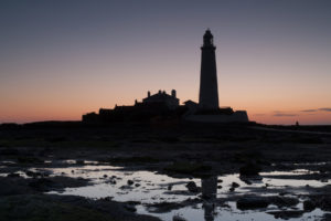 lighthouse, Backlight, Sunset, Reflection