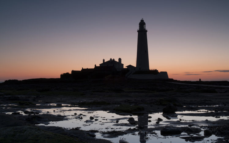 lighthouse, Backlight, Sunset, Reflection HD Wallpaper Desktop Background