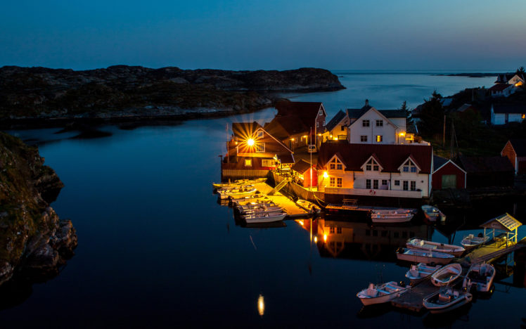 ocean, Light, House, Dock, Boat, Night HD Wallpaper Desktop Background