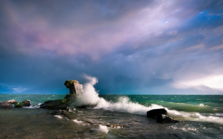 ocean, Splash, Rock, Stone HD Wallpaper Desktop Background