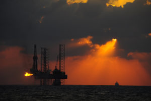 oil, Rig, Platform, Sunlight, Clouds, Ocean, Boat, Fire