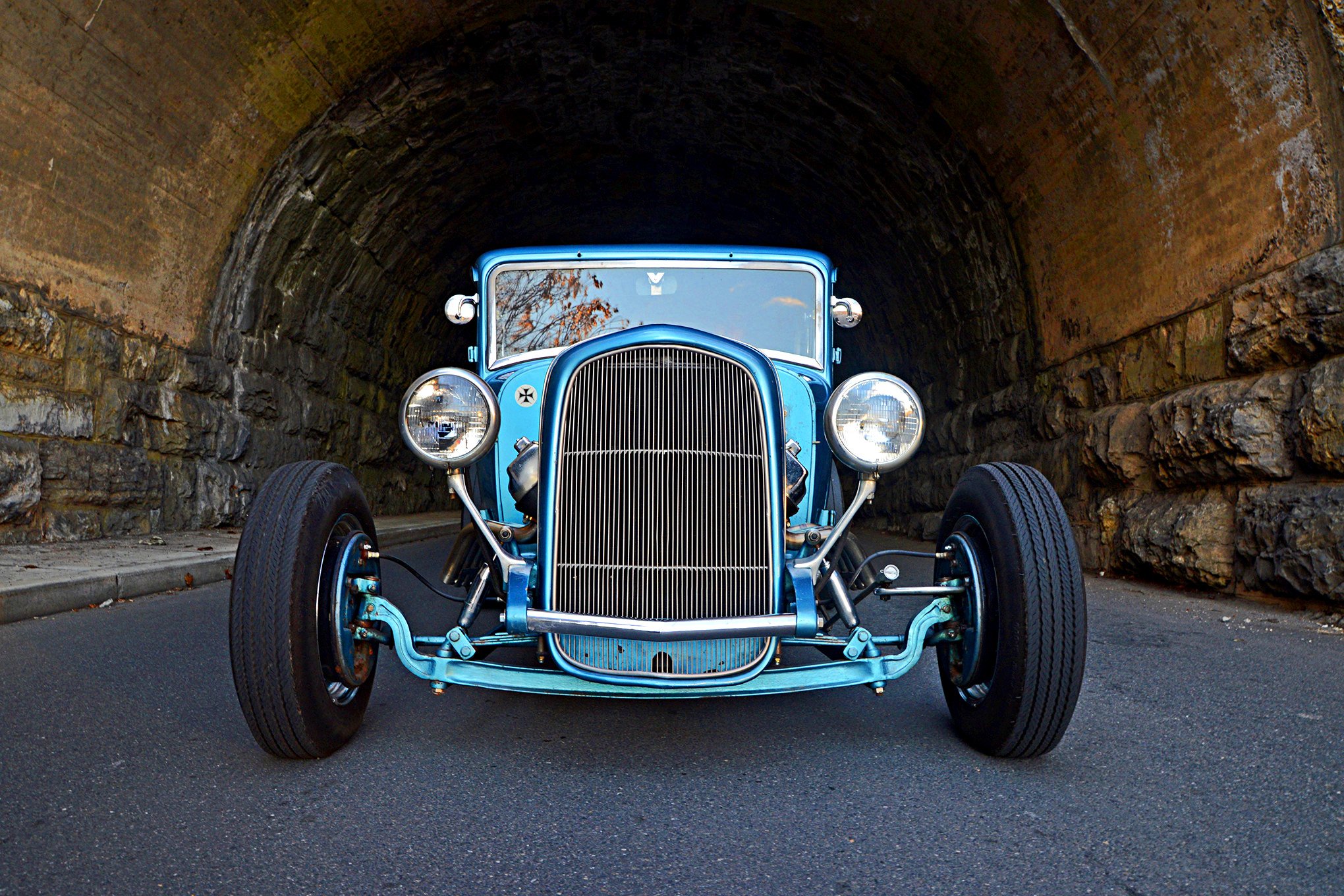 1932, Ford, Five window, Coupe, Hot, Rod, Blue Wallpaper