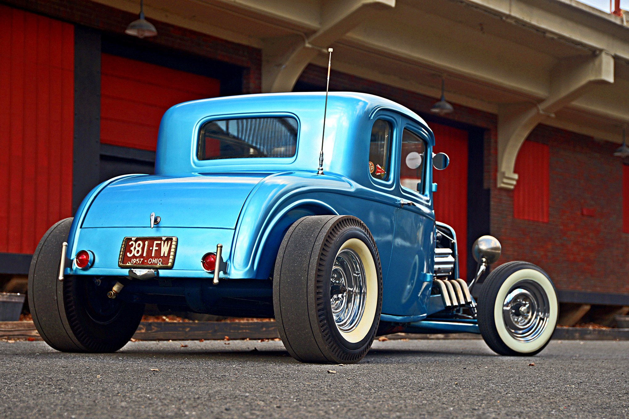 1932, Ford, Five window, Coupe, Hot, Rod, Blue Wallpaper