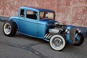 1932, Ford, Five window, Coupe, Hot, Rod, Blue