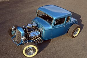 1932, Ford, Five window, Coupe, Hot, Rod, Blue