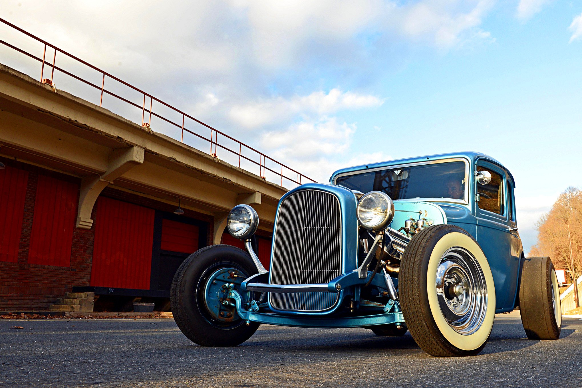 1932, Ford, Five window, Coupe, Hot, Rod, Blue Wallpaper