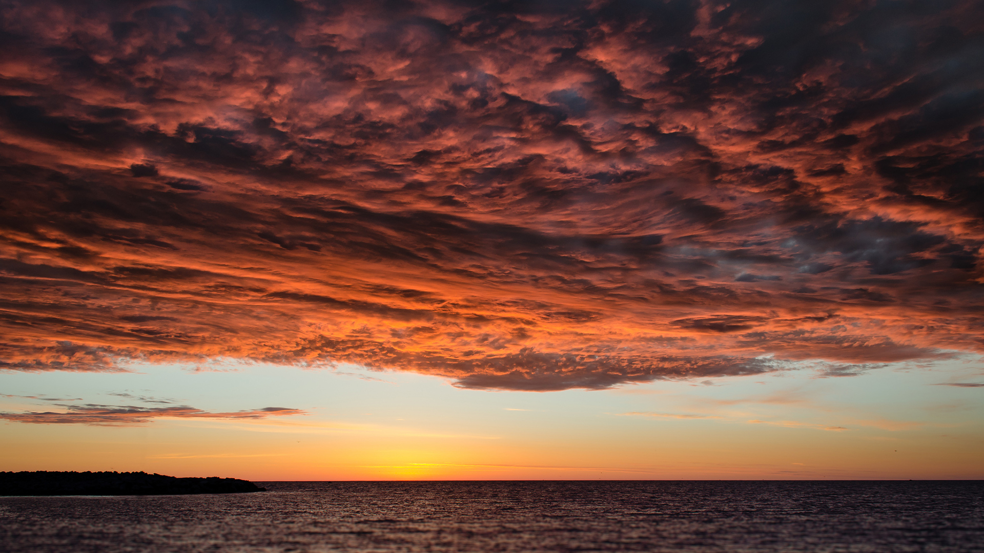 sunset, Clouds, Ocean Wallpaper