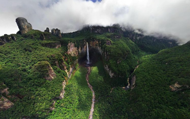 waterfall, Aerial, Jungle, Forest HD Wallpaper Desktop Background