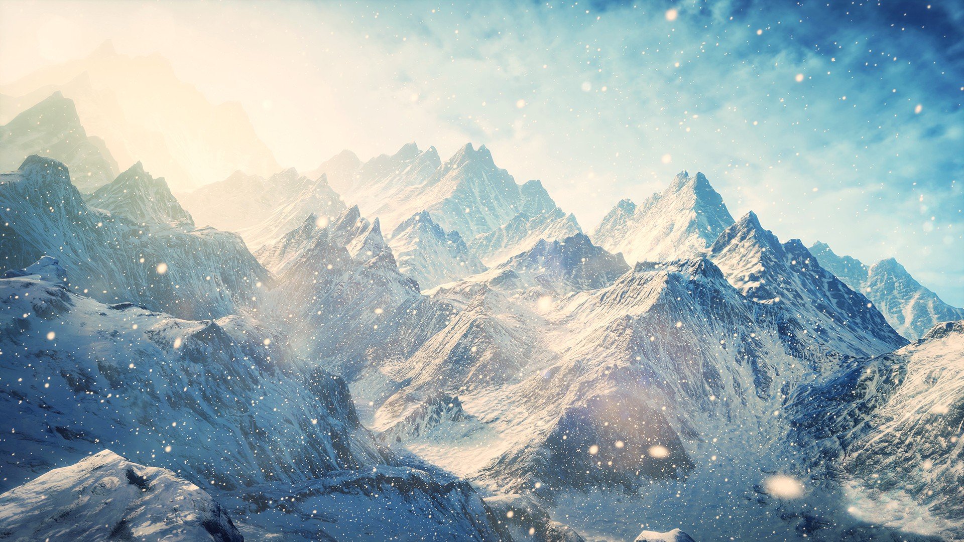 mountains, Landscape, Snow, Sunlight, C, G, Winter, 1920x1080 Wallpaper