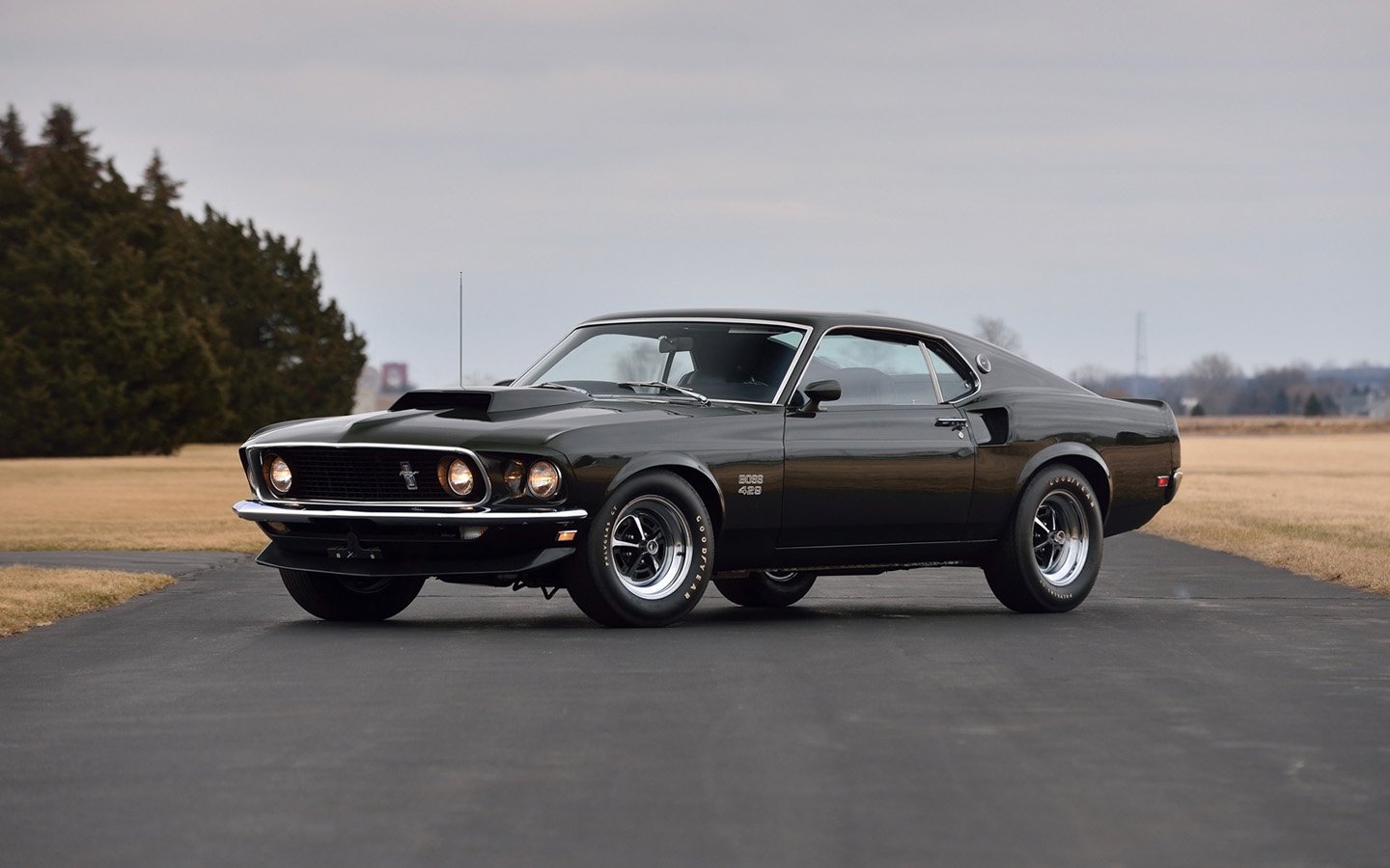1969, Cars, Fastback, Ford, Mustang, Boss, 429, Black, Jade Wallpaper