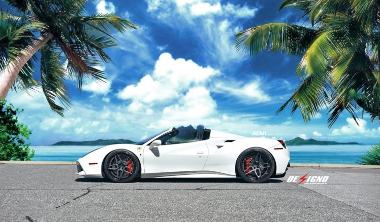 white, Ferrari, 488, Spider, Cars, 2016 HD Wallpaper Desktop Background