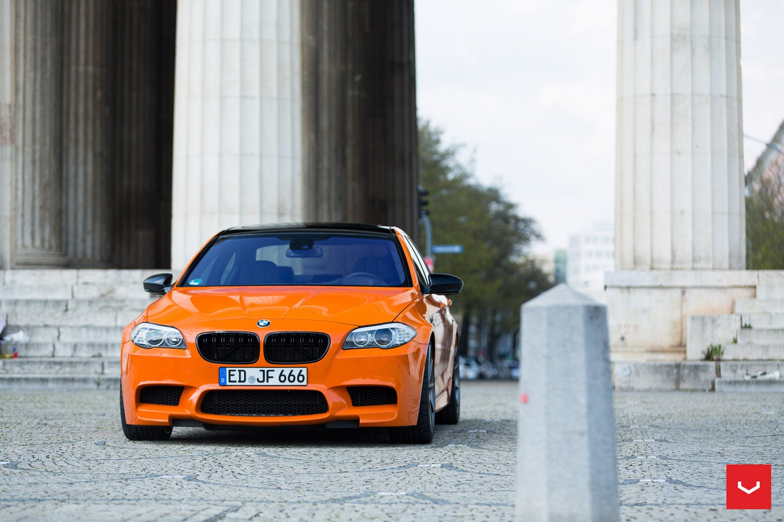 bmw, M5, F10, Sedan, Orange, Cars, Vossen, Wheel Wallpaper