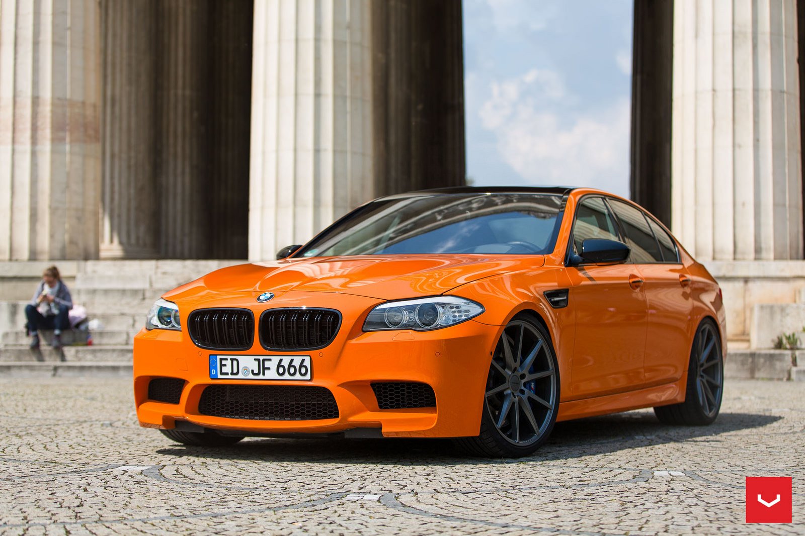 bmw, M5, F10, Sedan, Orange, Cars, Vossen, Wheel Wallpaper