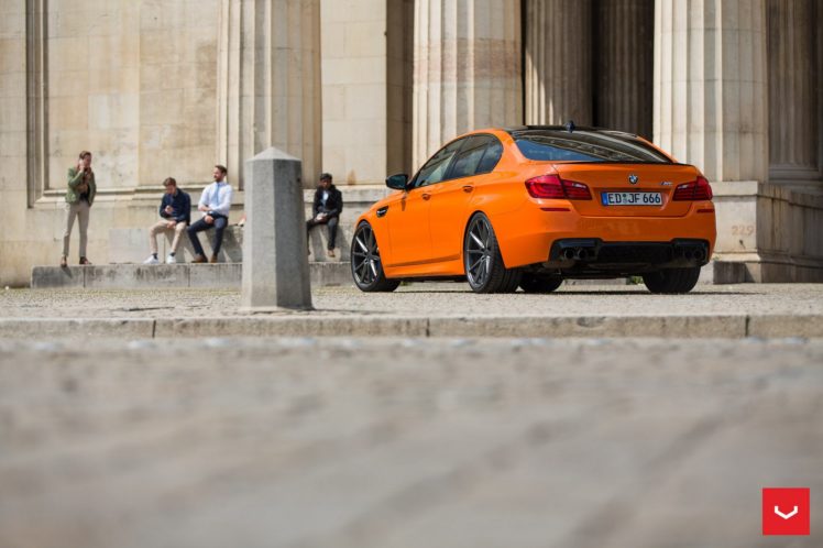 bmw, M5, F10, Sedan, Orange, Cars, Vossen, Wheel HD Wallpaper Desktop Background